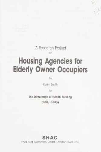 Tapa de Housing Agencies for Elderly Owners