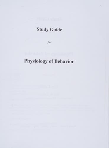 Tapa de Physiology of Behaviour