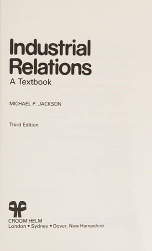 Tapa de Industrial relations