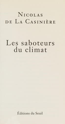 Tapa de Les saboteurs du climat