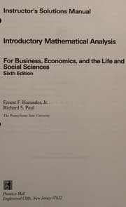 Tapa de Introductory Mathematical Analysis for Business, Economics, and the Life and Social Sciences