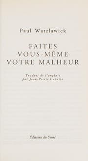 Tapa de Faites vous-même votre malheur