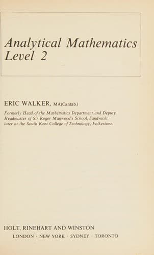 Tapa de Analytical mathematics level 2