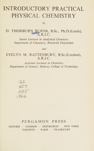 Tapa de Introductory practical physical chemistry