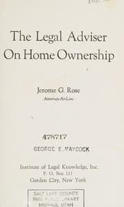 Tapa de The legal adviser on home ownership