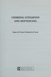 Tapa de Criminal Litigation and Sentencing (Inns of Court School of Law)