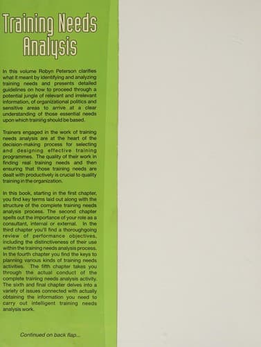 Tapa de Training needs analysis