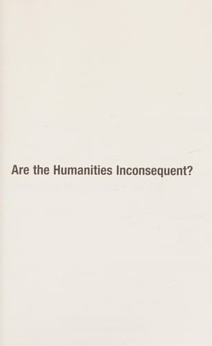 Tapa de Are the Humanities Inconsequent?