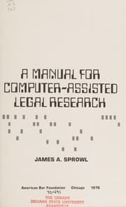 Tapa de A manual for computer-assisted legal research