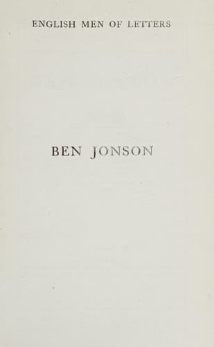 Tapa de Ben Jonson.