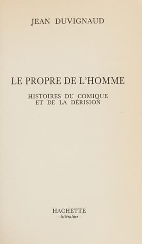 Tapa de Le propre de l'homme