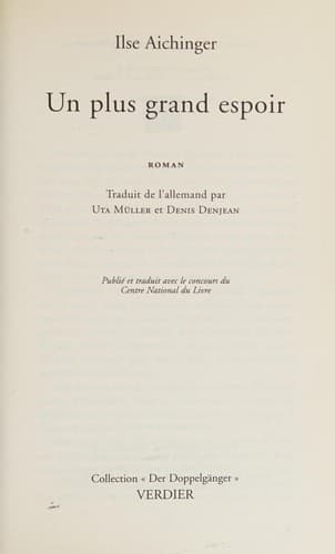Tapa de Un plus grand espoir