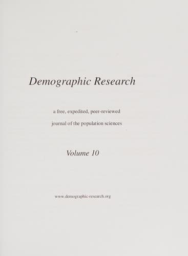 Tapa de Demographic Research, Volume 10