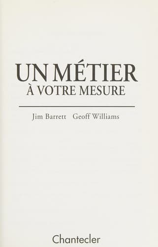 Tapa de Un métier à votre mesure