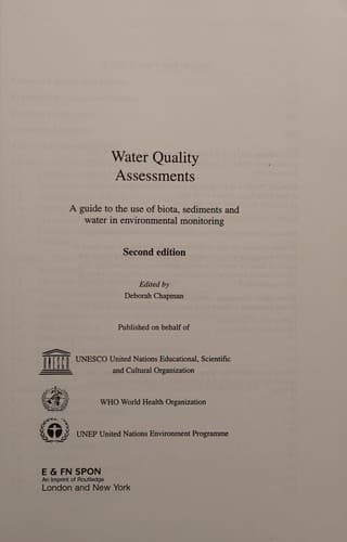 Tapa de Water quality assessments