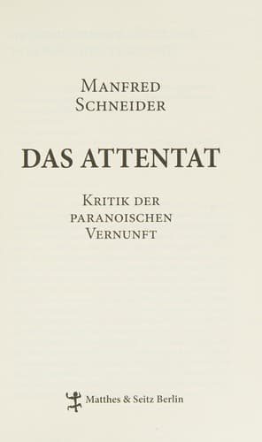 Tapa de Das Attentat
