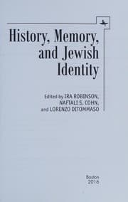 Tapa de History, Memory, and Jewish Identity