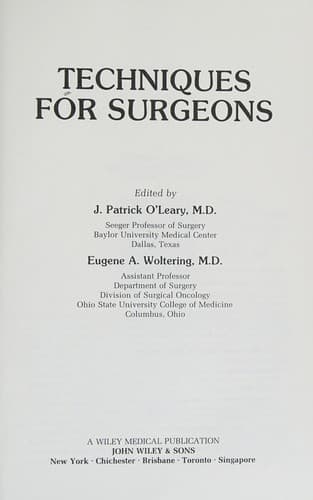 Tapa de Techniques for surgeons