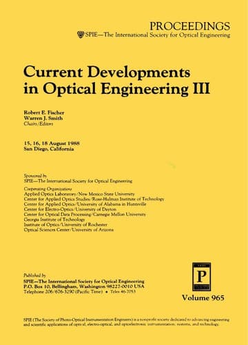 Tapa de Current developments in optical engineering III