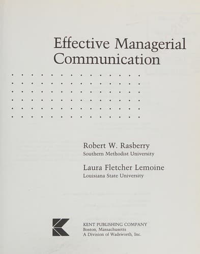 Tapa de Effective managerial communication