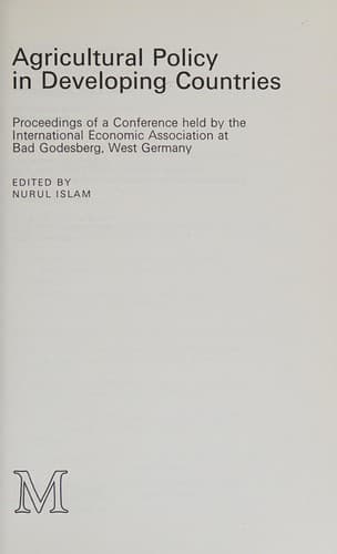 Tapa de Agricultural policy in developing countries