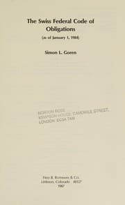 Tapa de The Swiss federal code of obligations (as of January 1, 1984)