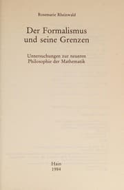 Tapa de Der Formalismus und seine Grenzen