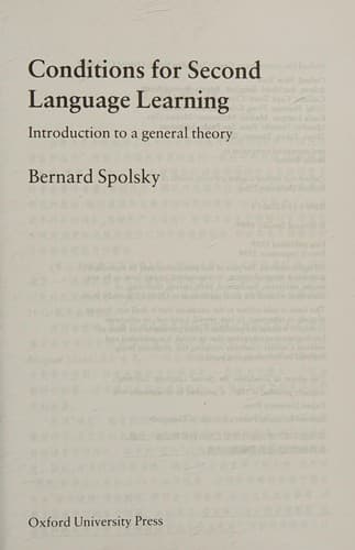 Tapa de Conditions for second language learning