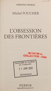 Tapa de L'obsession des frontières