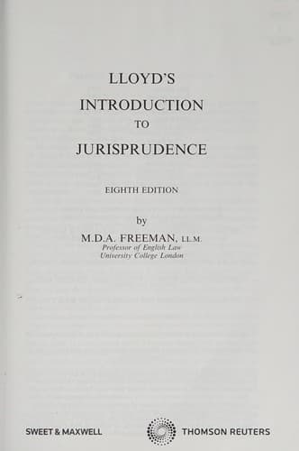 Tapa de Lloyd's introduction to jurisprudence