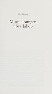 Tapa de Mutmassungen über Jakob