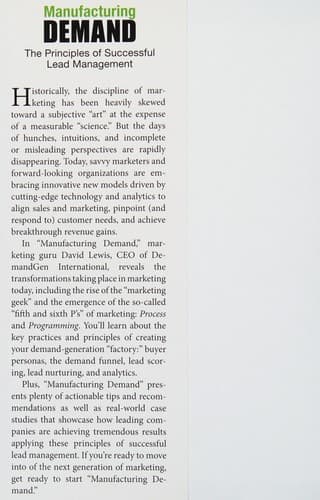Tapa de Manufacturing demand