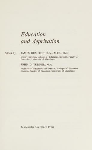 Tapa de Education and deprivation