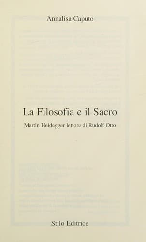Tapa de La filosofia e il sacro
