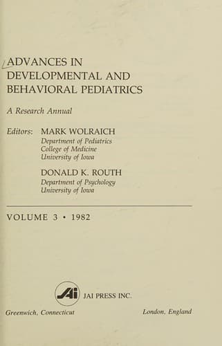 Tapa de Advances in developmental and behavioral pediatrics 3.