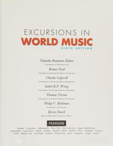 Tapa de Excursions in world music