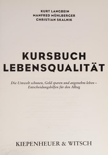 Tapa de Kursbuch Lebensqualität