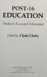 Tapa de Post-sixteen Education (London Education Studies)