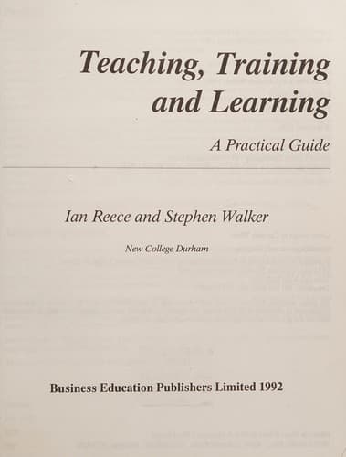 Tapa de Teaching, training and learning