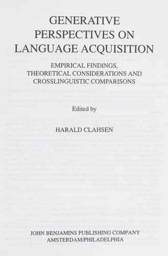 Tapa de Generative perspectives on language acquisition