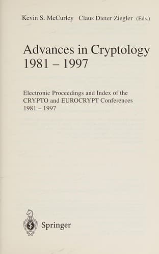 Tapa de Advances in cryptology, 1981-1997
