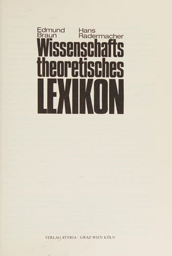 Tapa de Wissenschaftstheoretisches Lexikon