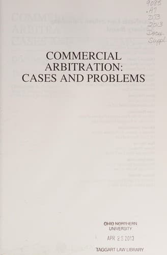 Tapa de Commercial Arbitration Document Supplement