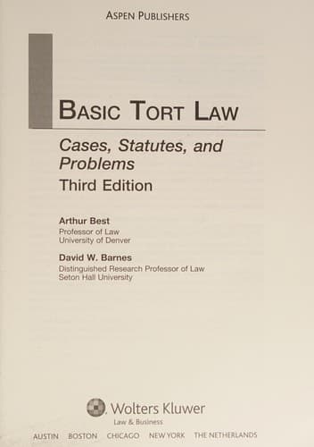 Tapa de Basic tort law