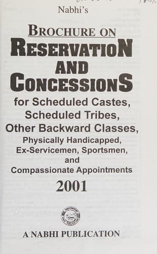 Tapa de Reservation and Concessions 2001