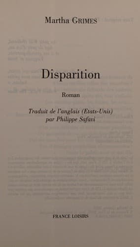 Tapa de Disparition
