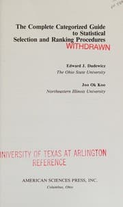 Tapa de The complete categorized guide to statistical selection and ranking procedures
