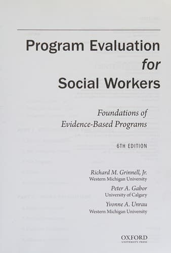 Tapa de Program evaluation for social workers