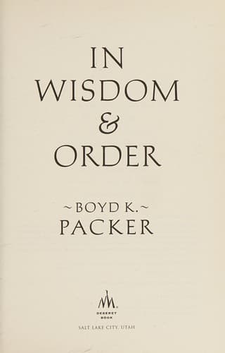 Tapa de In wisdom and order