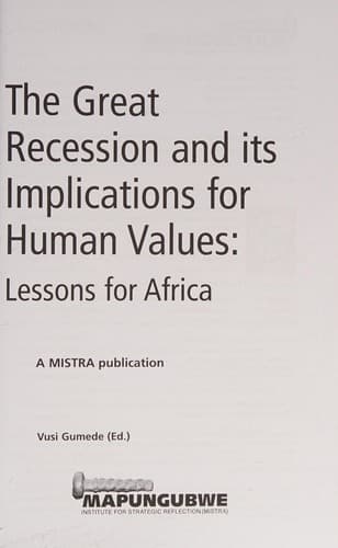 Tapa de Great Recession and Its Implications for Human Values